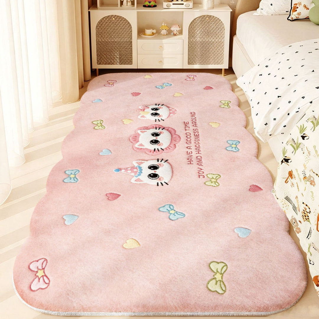 Plush Playful Bunny and Mushroom Area Rug