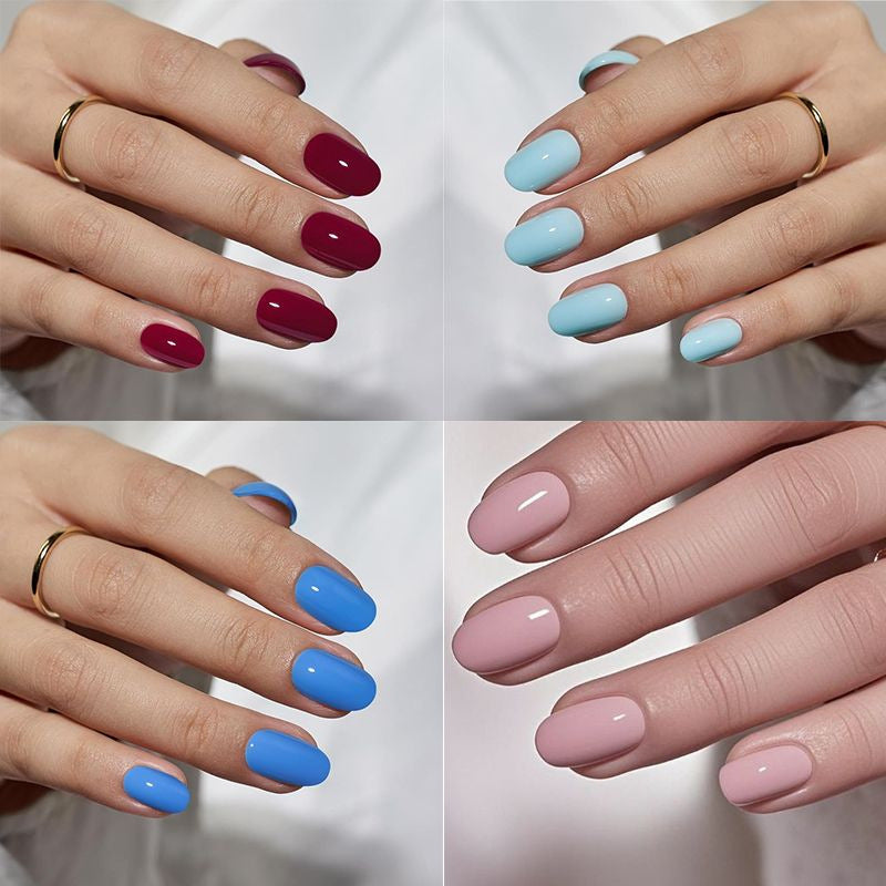 Glossy Oval-Shaped Nail Enhancements Stornfield
