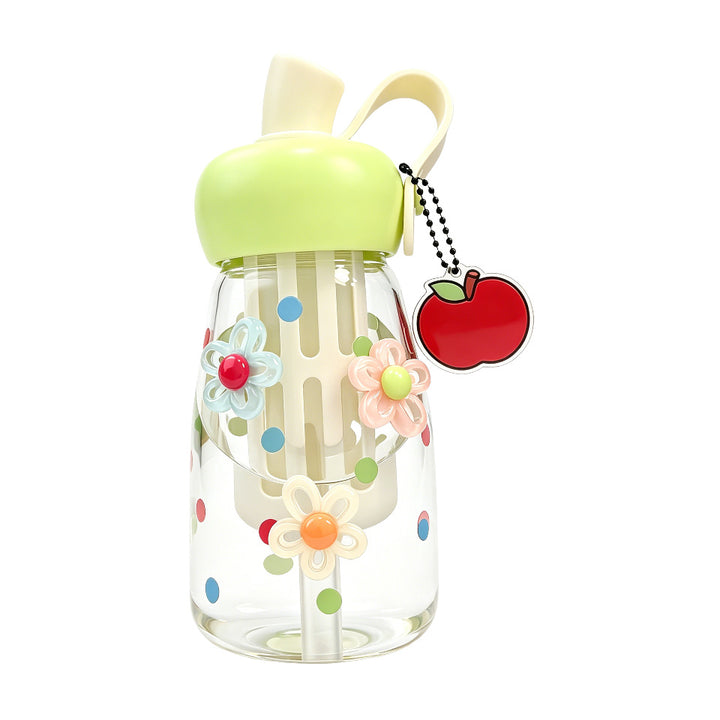 Women's water bottle with integrated fruit filter and practical carrying handle Stornfield
