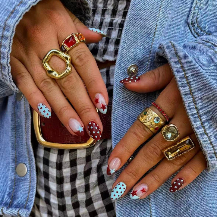 Artificial nail set with creative retro designs Stornfield