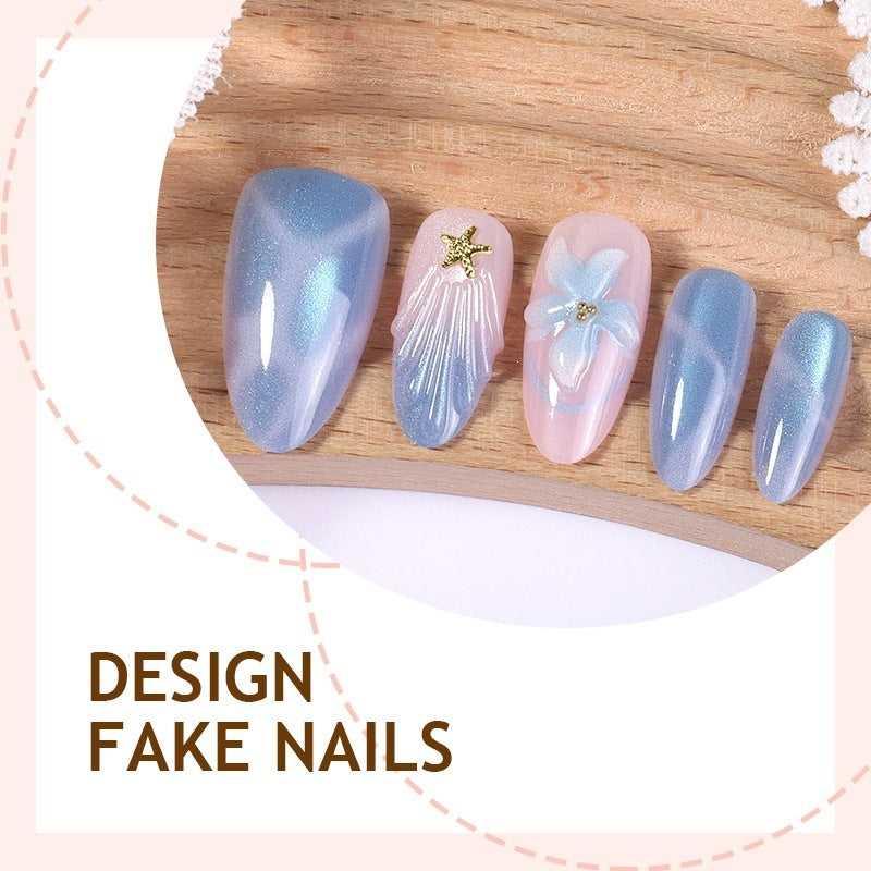 Art nail set with glitter and flower designs Stornfield