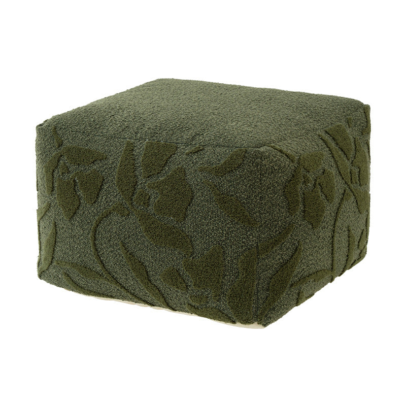square pouf with bouclé cover and textured jacquard pattern Stornfield