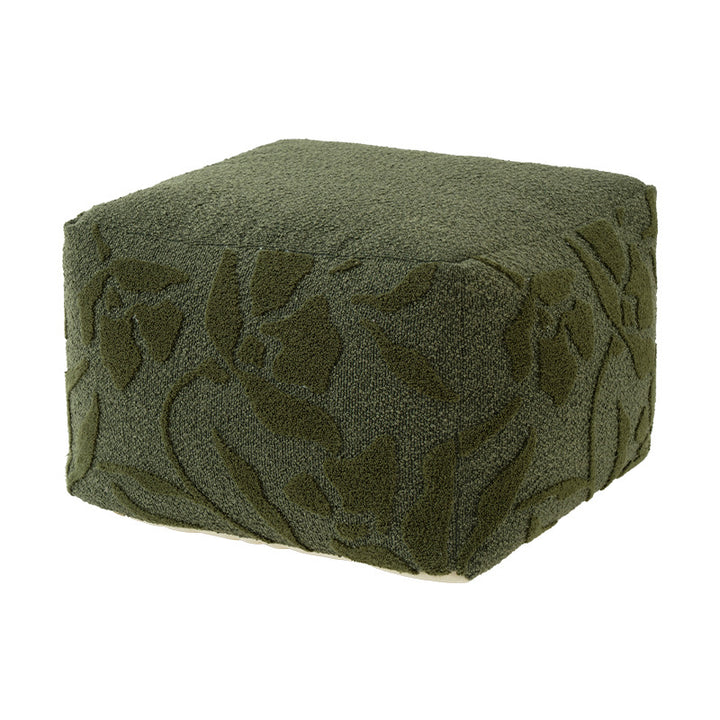 square pouf with bouclé cover and textured jacquard pattern Stornfield