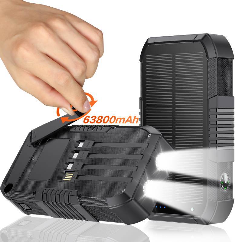 Portable power bank with solar charging and integrated LED light Stornfield