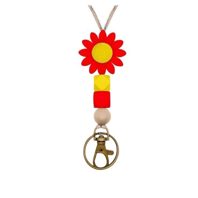 Colorful Flower-Themed Beaded Keychain Holder Stornfield