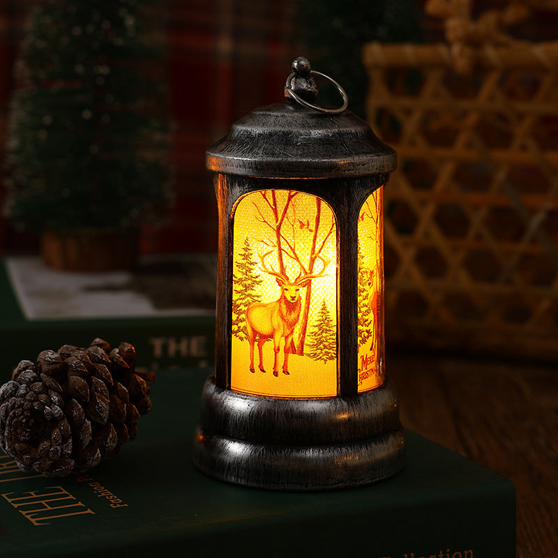 Nostalgic Christmas lantern with glowing Santa Claus motif Stornfield