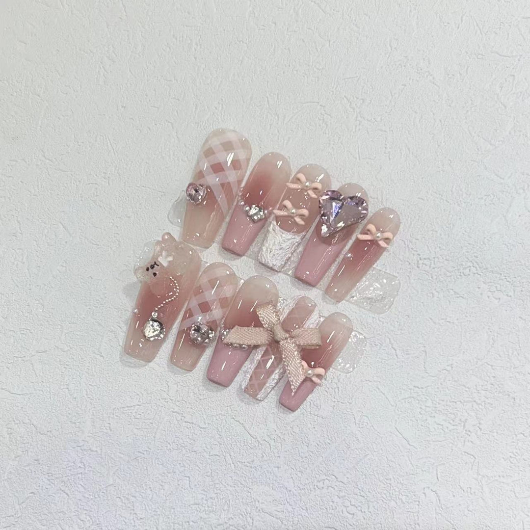 Decorative Press-On Nail Set with Charming Accents Stornfield