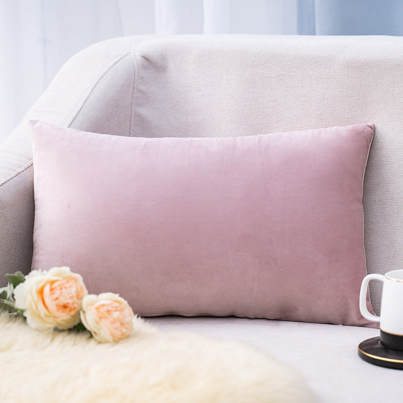 Plush Velvet Lumbar Pillow Cover with Hidden Zipper and Removable Insert Support