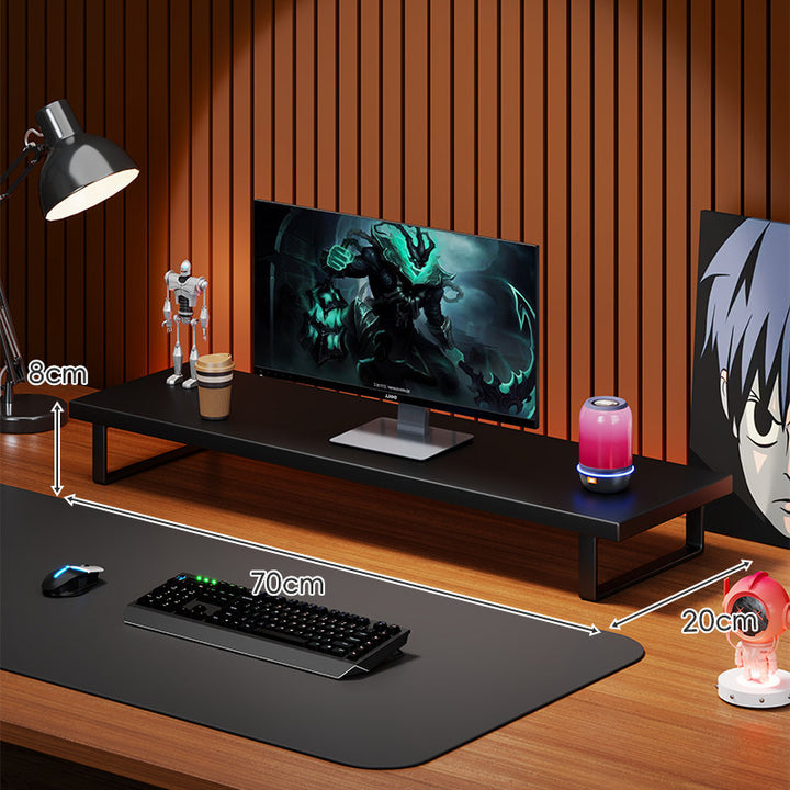 Solid Wood Monitor Riser with Minimal U-Frame Metal Legs