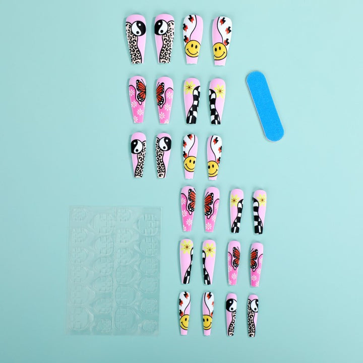 Artificial nails with colorful butterfly design Stornfield