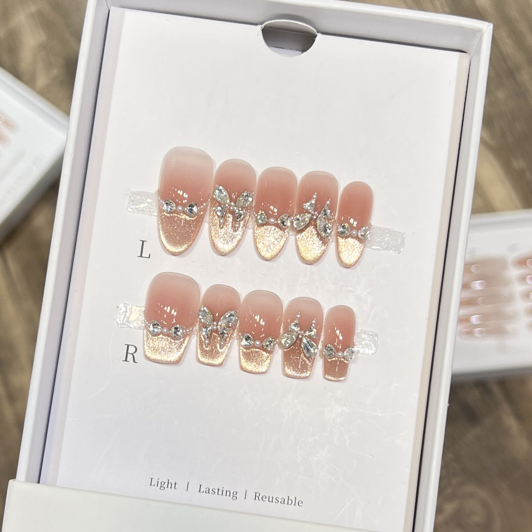 Glamorous Rhinestone-Embellished Press-On Nail Set Stornfield