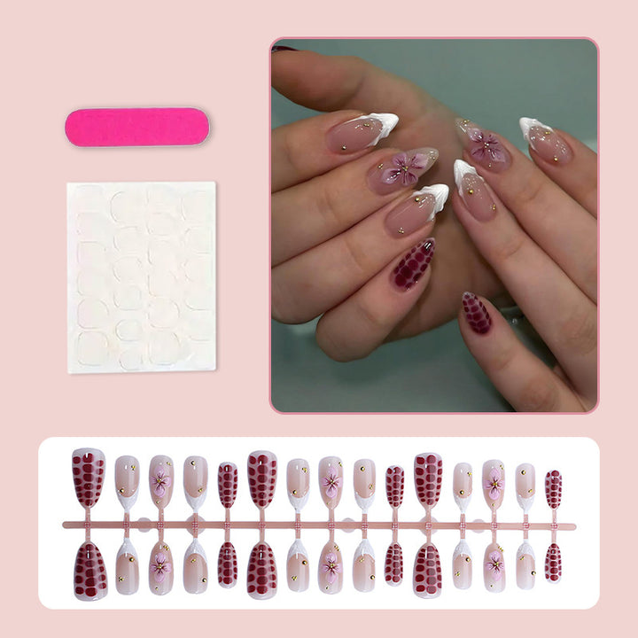 Artificial Nail Set with Elegant Flower and Glitter Accents Stornfield