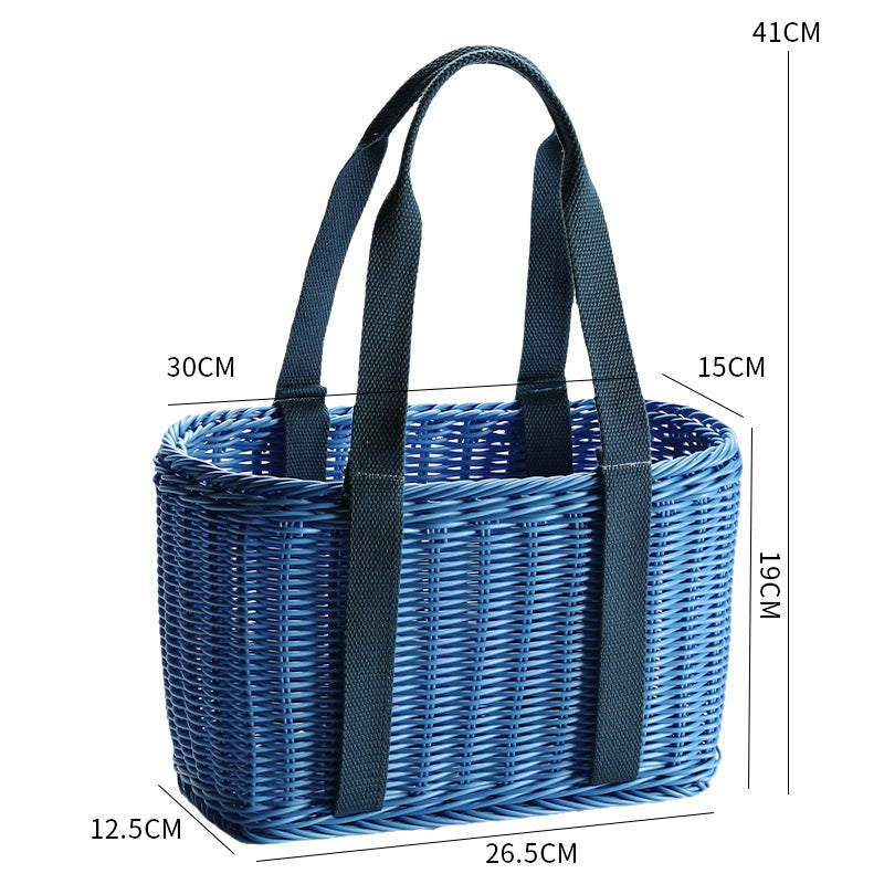 Unisex Robust braided shopping basket with comfortable fabric handles Stornfield