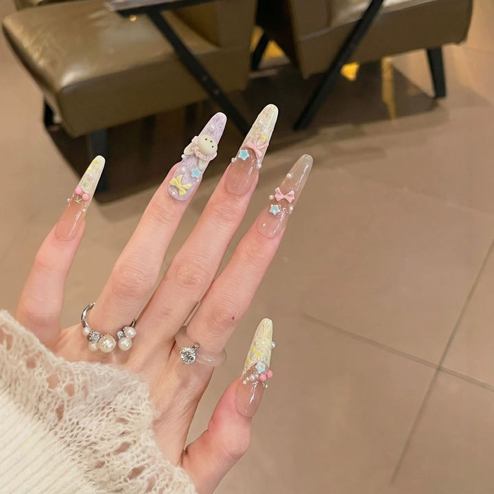 Themed Decorative Press-On Nails with 3D Accents Stornfield