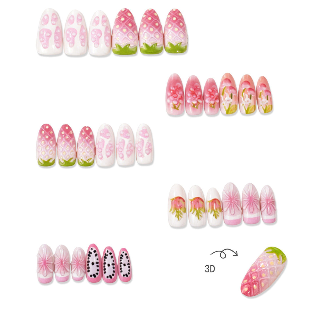Artificial nail tips with fruity design and 3D elements Stornfield