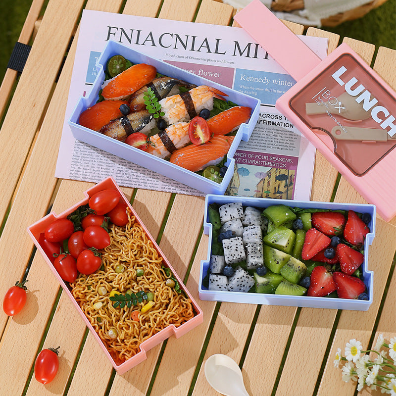 Multi-Layered Lunch Box with Integrated Cutlery