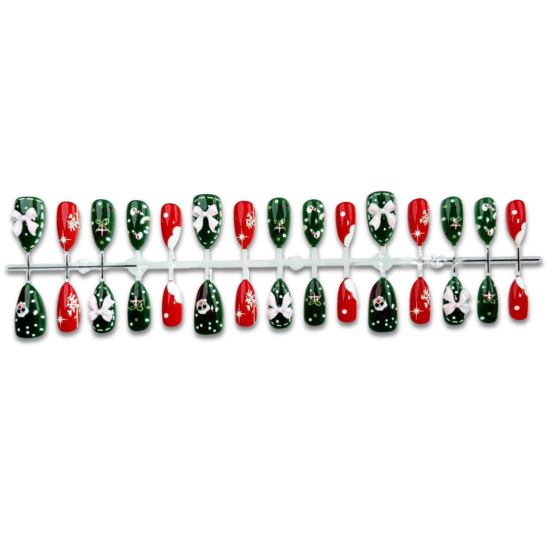 Decorative Press-On Nail Art Set with Christmas Theme