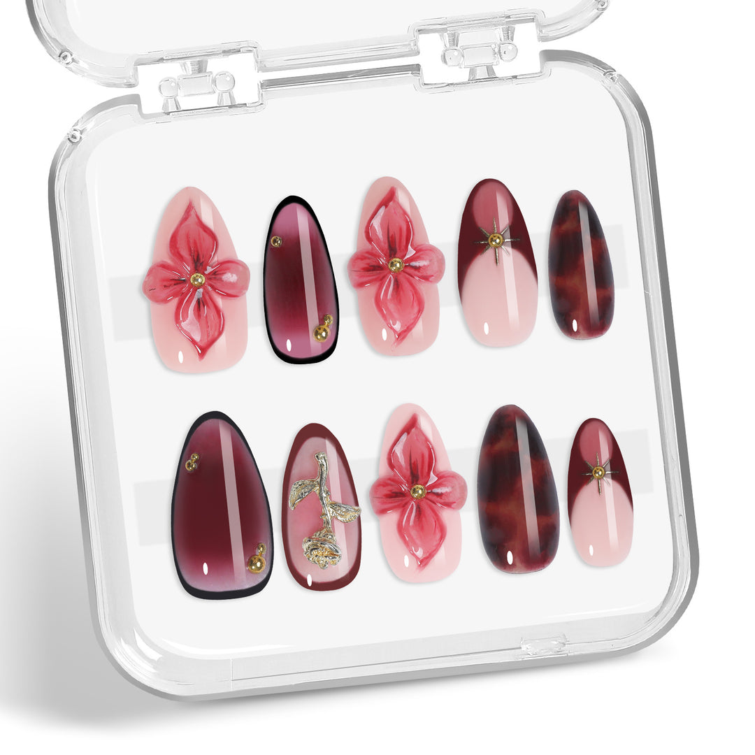 Nail art set with detailed floral designs Stornfield