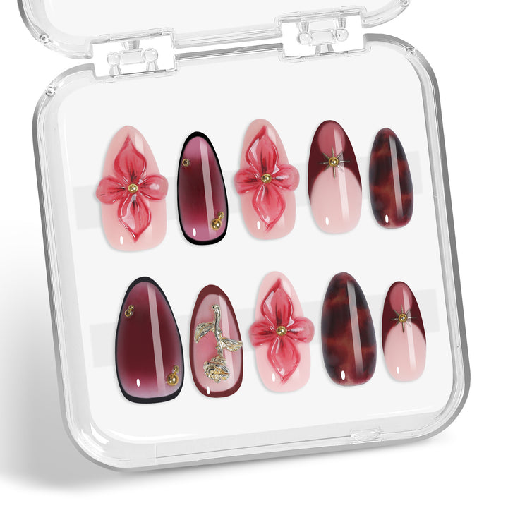 Nail art set with detailed floral designs Stornfield