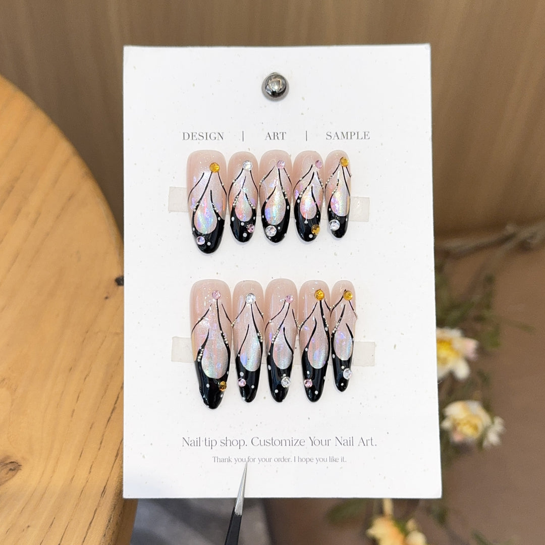 Artificial nails with artistic holographic accents Stornfield