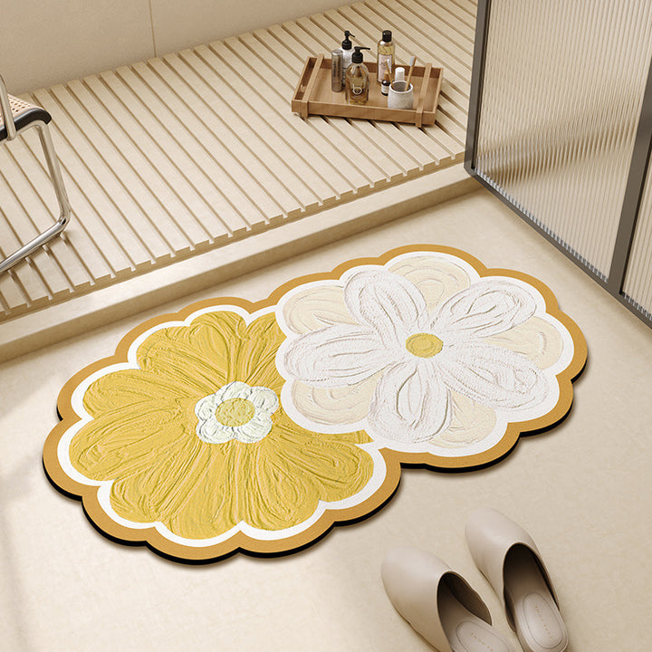 Floral Design Plush Bath Mat