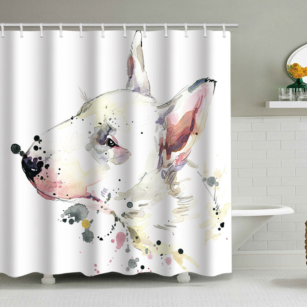 Artistic Dog Illustration Shower Curtain Stornfield