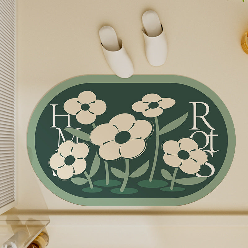 Oval Shaped Welcome Mat with Inspirational Quote