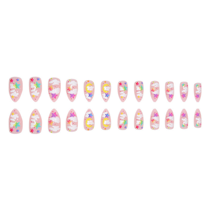 Vibrant Celestial Themed Press-On Nails Stornfield