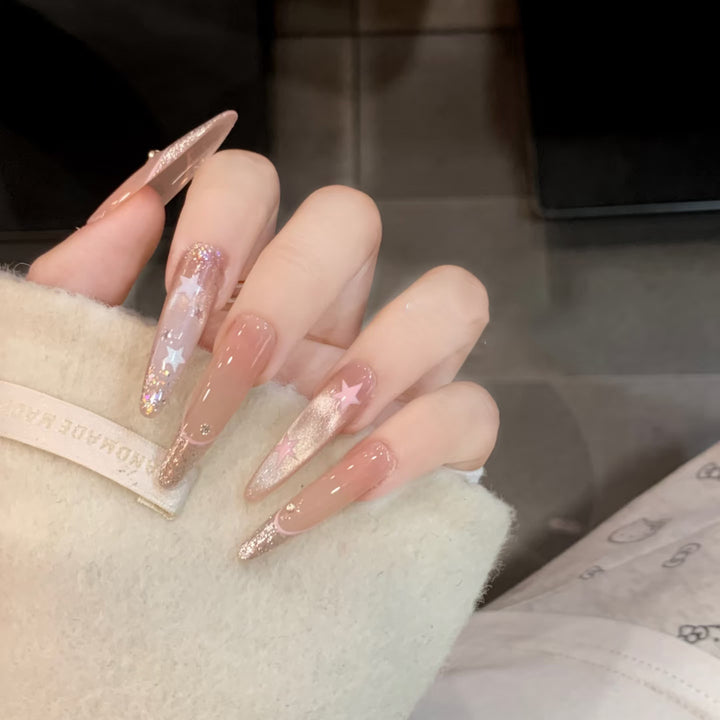 Elegant Stiletto Press-On Nail Art with Rhinestone Accents Stornfield