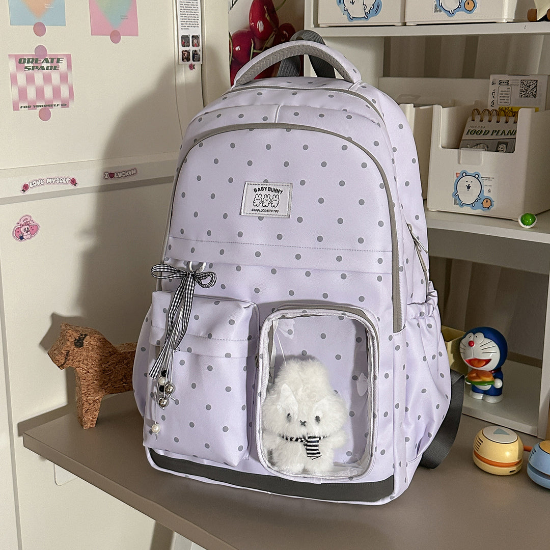 Playful Polka Dot Backpack with Transparent Window Stornfield