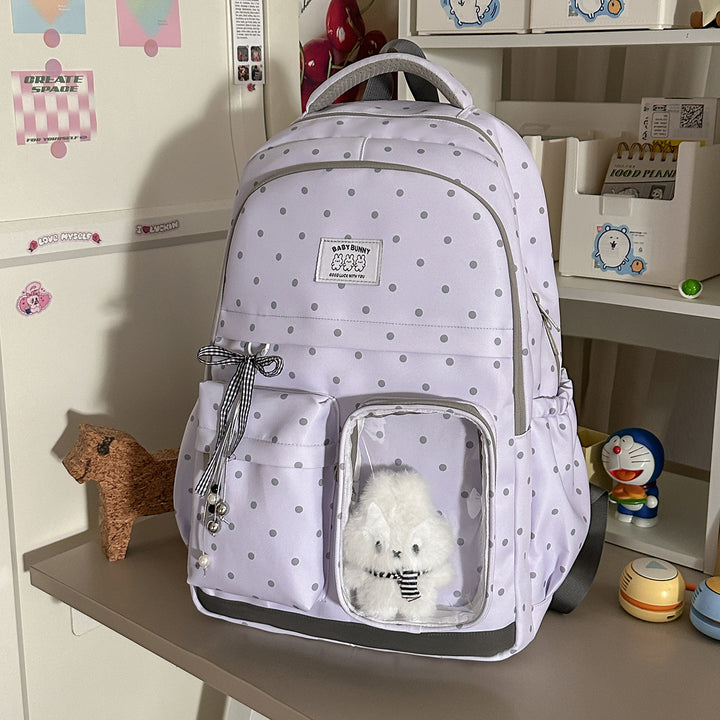 Playful Polka Dot Backpack with Transparent Window Stornfield