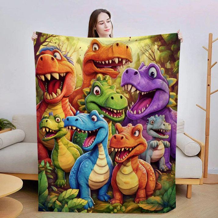 Illustrated Dinosaur Print Throw Blanket