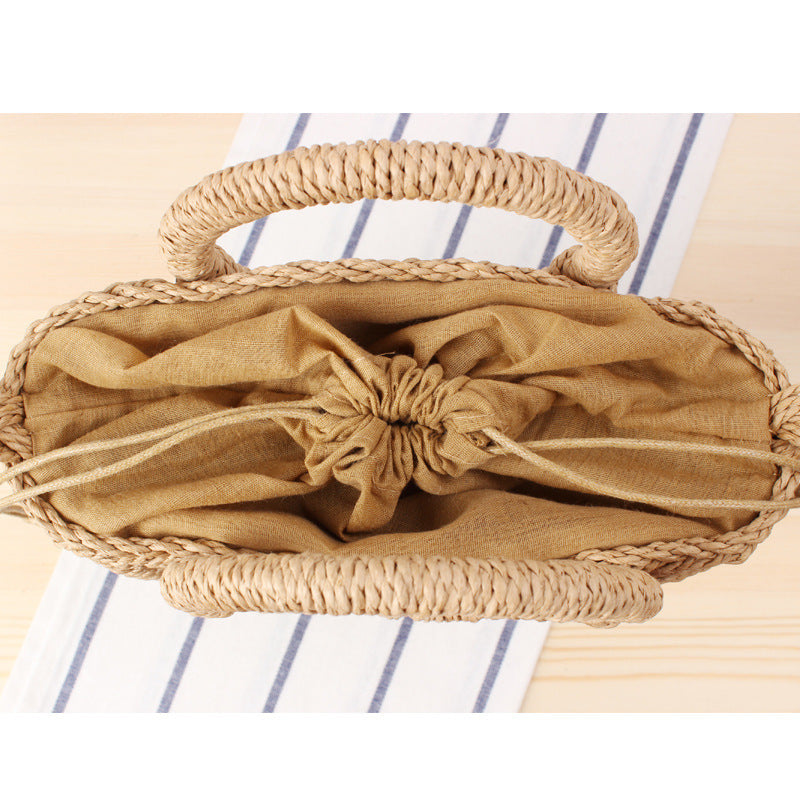 Braided Bast Shoulder Bag with Round Handle Stornfield