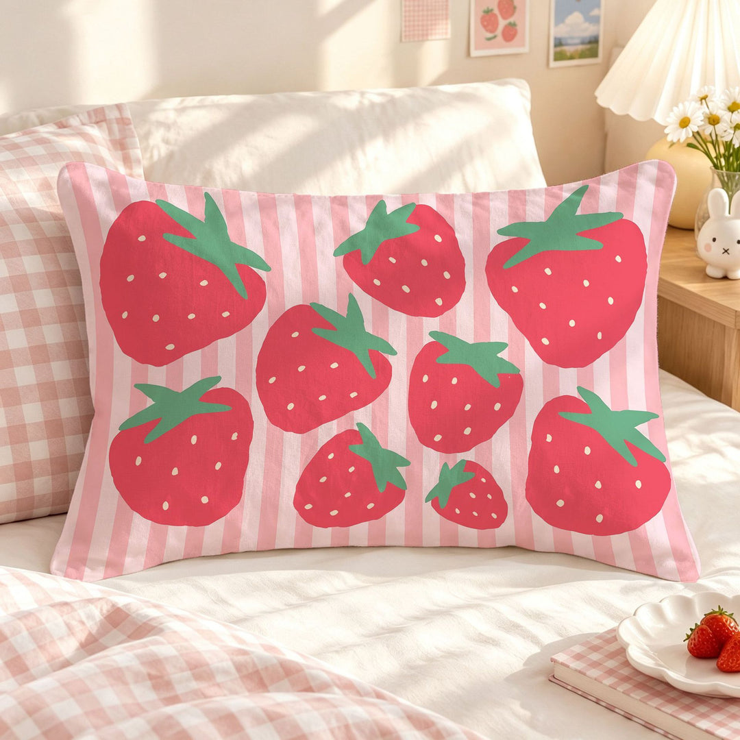 Strawberry-Themed Decorative Pillow