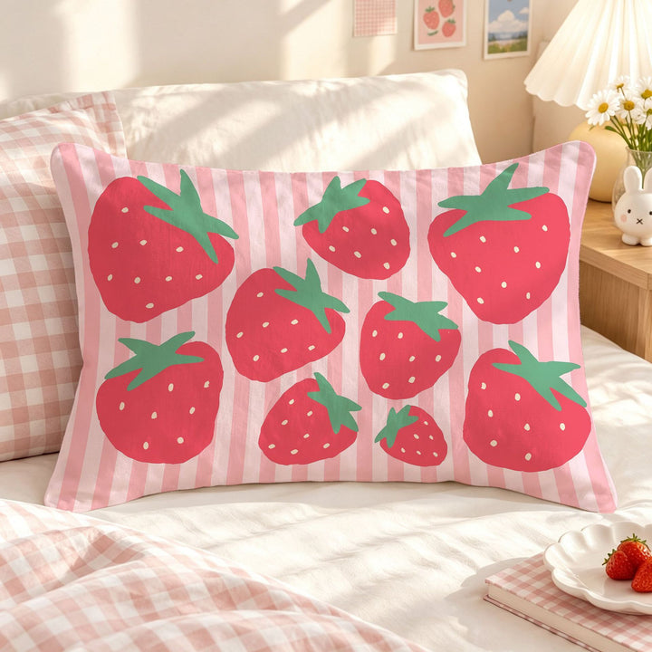 Strawberry-Themed Decorative Pillow