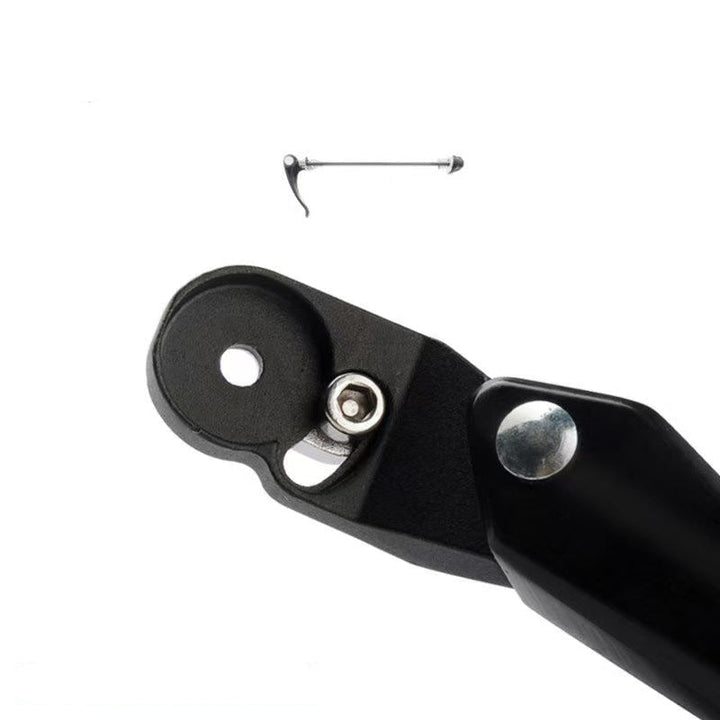 adjustable rear bicycle kickstand with hinged mounting plate and rubber foot Stornfield