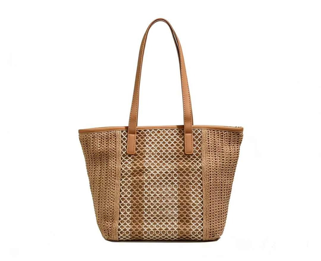 Elegant Bast Handbag with Leather Accents Stornfield