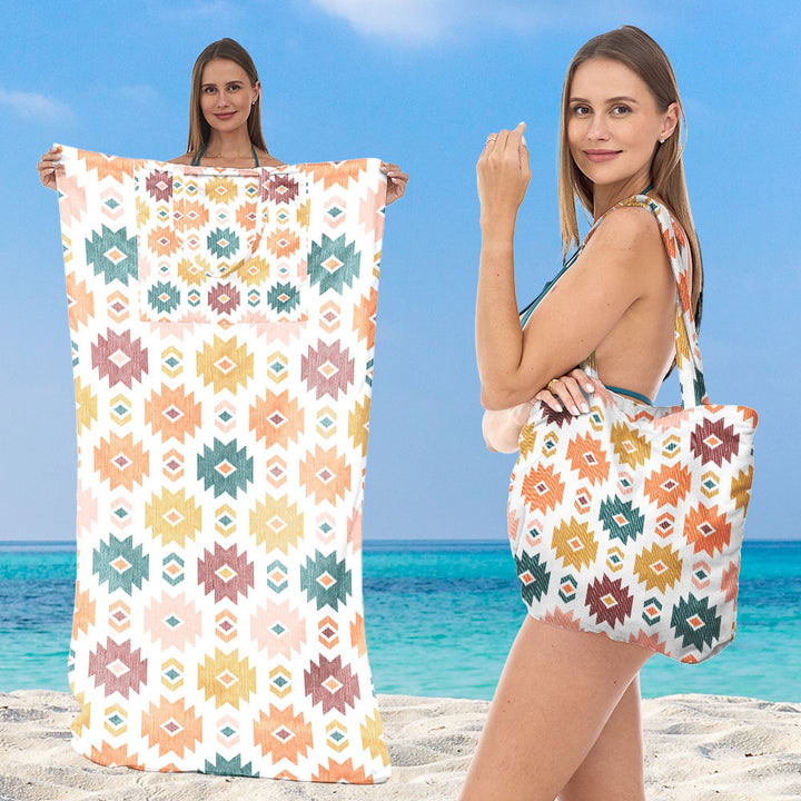 Beach towel with integrated tote bag design Stornfield