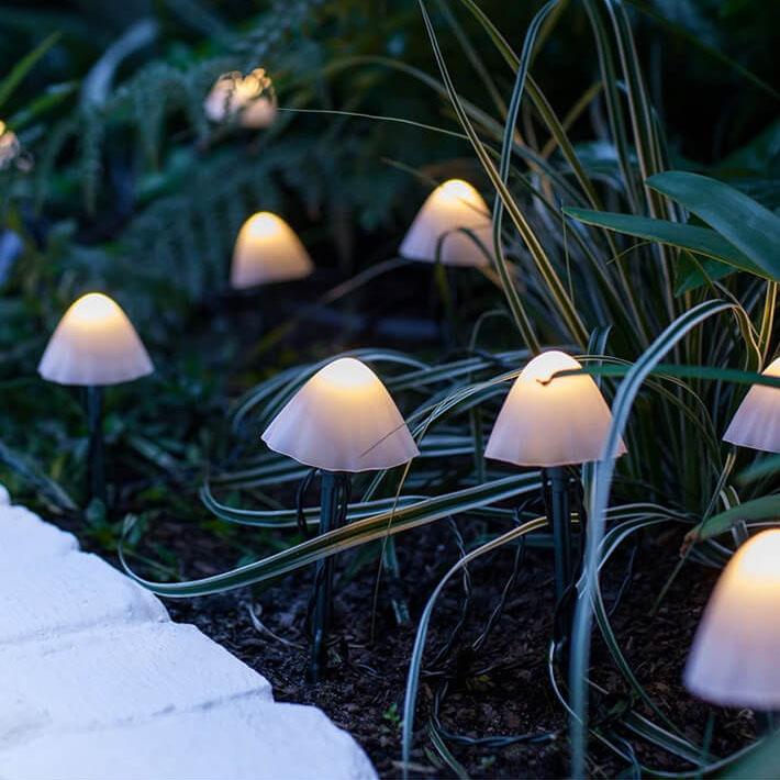 Contemporary Creative Plastic Solar LED Mushroom Lights String Lights For Outdoor Patio | Stornfield