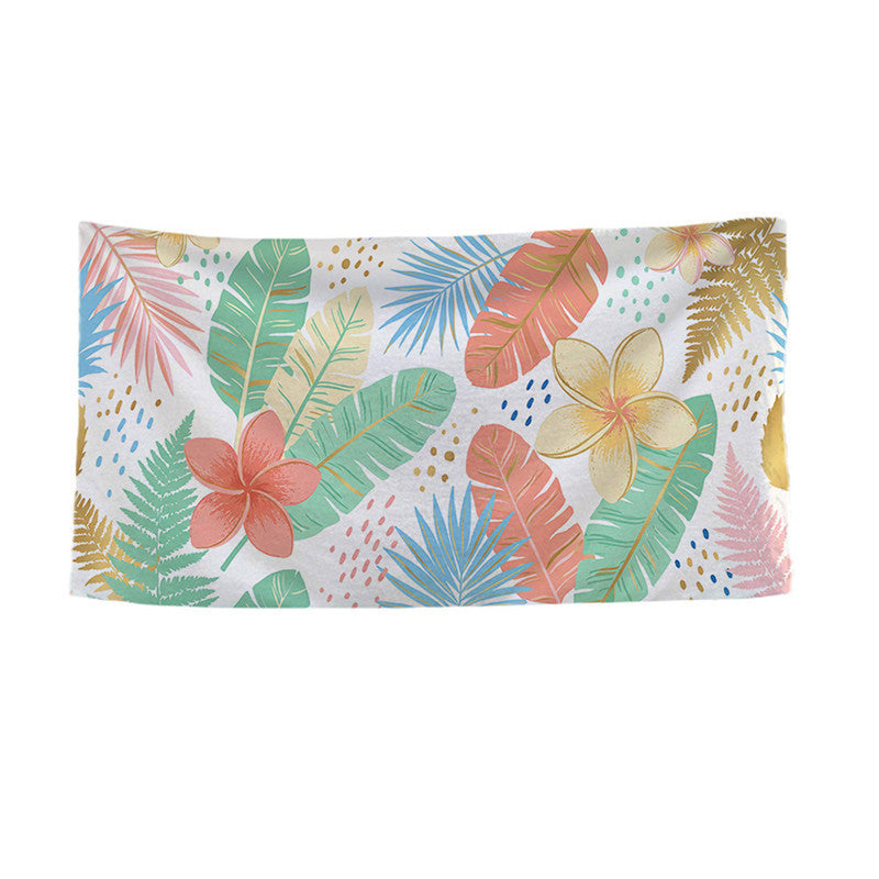 Large Microfiber Quick-Dry Tropical Leaf Print Beach Towel