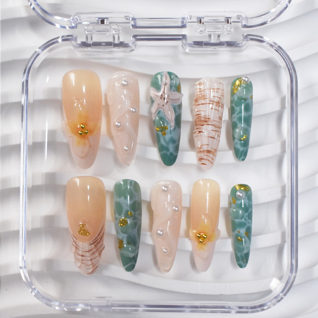 Thematic Ocean-Inspired Press-On Nail Extensions Stornfield