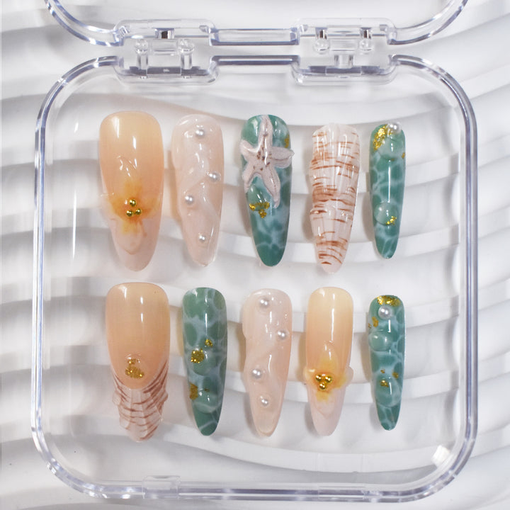 Thematic Ocean-Inspired Press-On Nail Extensions Stornfield