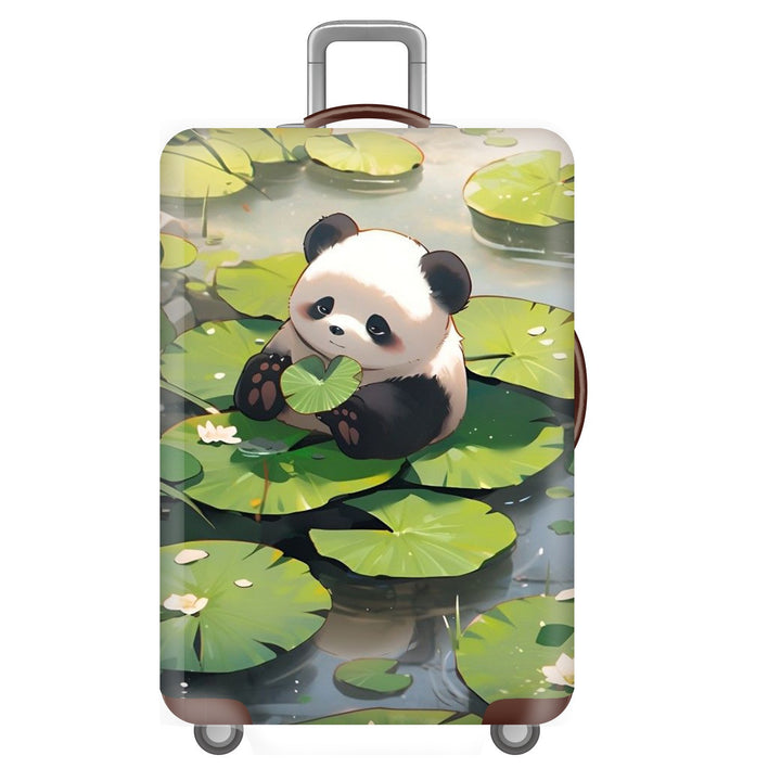 Unisex non-elastic suitcase cover for hard shell trolley with cute panda design, stretch protective cover with handle and wheel openings Stornfield