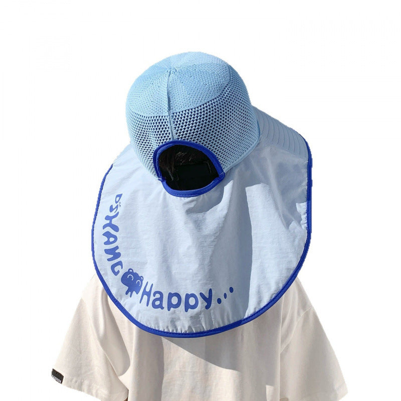 Breathable children sun hat with solar fan and adjustable chin strap Stornfield