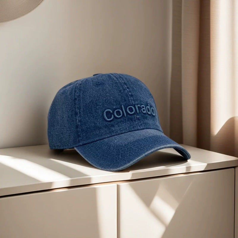 Women's Distressed Cotton Baseball Cap with Embroidered Detail Stornfield