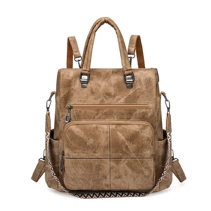 Versatile Multi-Compartment Faux Leather Backpack Stornfield