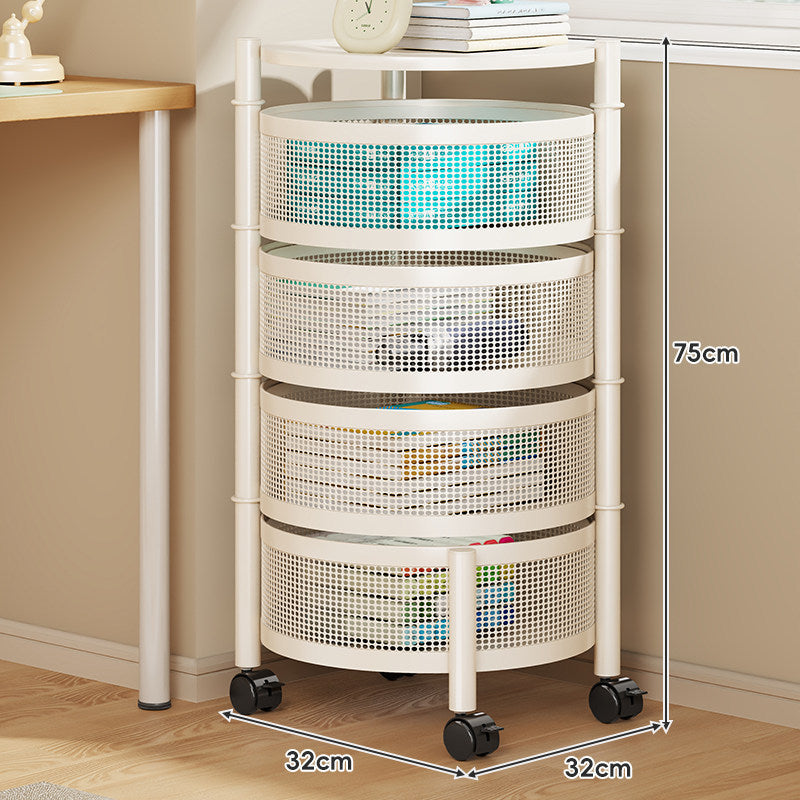 Compact Rolling Mesh Multi-Tier Corner Storage Cart