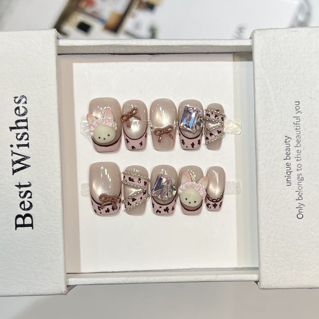Whimsical Animal-Themed Press-On Nail Set Stornfield