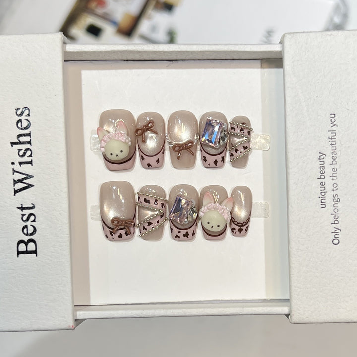 Whimsical Animal-Themed Press-On Nail Set Stornfield
