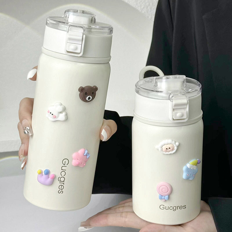 Women's Insulated Drinking Bottle with Secure Flip Closure and Playful Design Stornfield